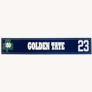  Golden Tate #23 Notre Dame Game Used Locker Room Nameplate 