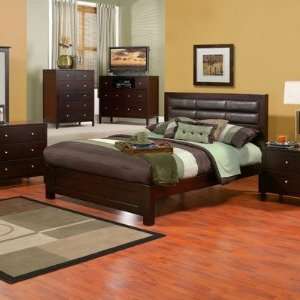  Solana Queen Platform Bed in Cappuccino with Faux Leather 