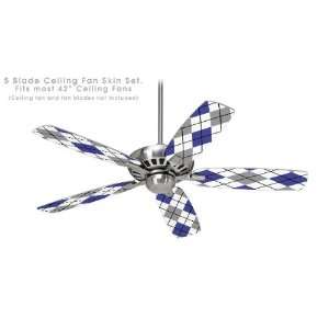  Ceiling Fan Skin Kit (fits most 42inch fans)   Argyle Blue and Gray 