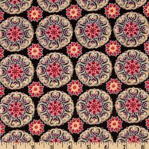  44 Wide Jacobean Arbor Jeweled Medallion Black Fabric By 