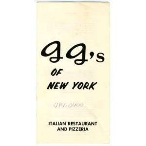  GGs of New York Restaurant Menu Fort Lauderdale 1970s 