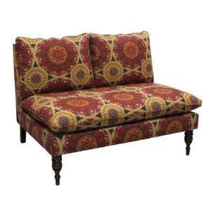  Upholstered Armless Love Seat Color Henna