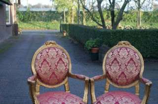 set of two beautiful antique French Louis XVI medallion chairs.