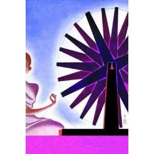  Indias Symbolic Wheel 28x42 Giclee on Canvas