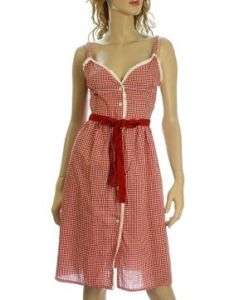 Red & White Gingham Rockabilly Sundress S Pinup  
