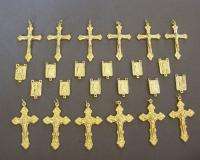 Lot 24 Crucifixes Centers Rosary Parts Supplies GOLD  