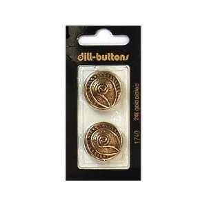  Dill Buttons 23mm Shank Antique Gold Metal 2 pc (6 Pack 