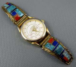 Navajo Sterling Gold Filled Lapis Turquoise Spiny Watch Tips Alvin 