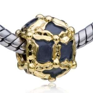  Pandora Style Bead Golden And Black Charm Bead Fits 
