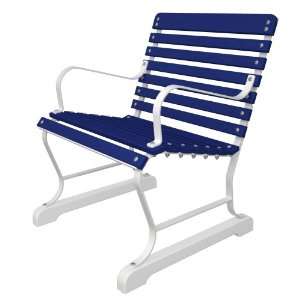   Arm Chair in White Strap Steel Frame / Pacific Blue Patio, Lawn