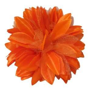   NEW Satin and Sheer Orange Dahlia Flower Hair Clip, Limited. Beauty