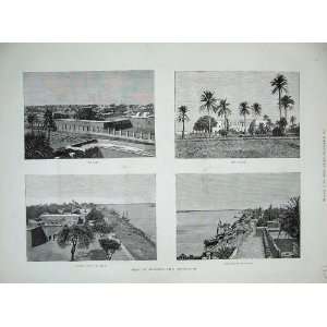  1885 Khartoum Fort Palace River Nile Antique Print