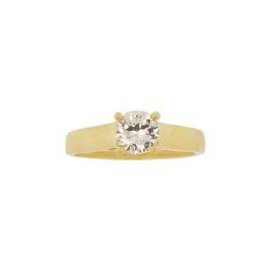 14k Yellow Gold, Simple Solitaire Engagement Ring with Round Brilliant 