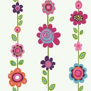  Floral Stripe Pink and Blue Wallpaper in Girl Power II 