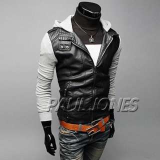 Men’s Slim Fit Jackets Hoodie,Unique Sleeves Designed Parts Faux 