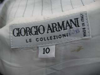GIORGIO ARMANI White Pinstripe 3 Piece Pants Suit 6/10  