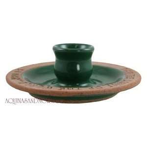  Green Pottery Candle Holder