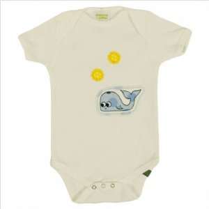    Organic Cotton Infant One Piece with Whale Appliqué in White Baby