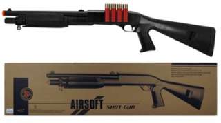 Airsoft Heavy Full Stock SCALE 4 SHELL Shotgun ~ Metal Barrel 450fps 