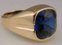 MENS RING ANTIQUE VINTAGE COLLECTIBLE DECO SAPPHIRE 10K YELLOW GOLD 