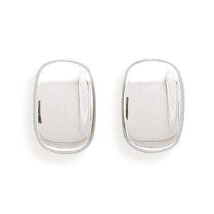    Clip On Earrings Rectangular Concave Shape Sterling Silver Jewelry