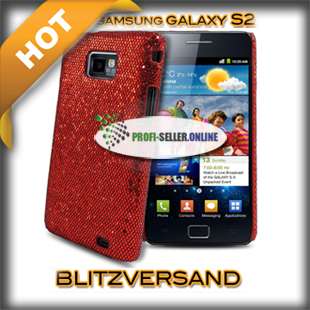 Samsung Galaxy S2 ROT GLITZER i9100 Schutzhülle Hülle Cover Case 