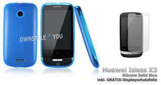 Silikonhülle Tasche Schale Cover Case für Huawei Ideos X3 Blau 