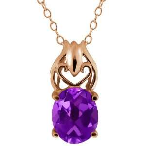    4.60 Ct Oval Purple Amethyst 18k Rose Gold Pendant Jewelry