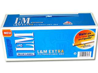 1000 x L & M BLUE LABEL EXTRA FILTERHÜLSEN 10% SPAREN  