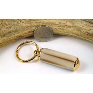  Striped Cappuccino Acrylic Pill Case With a Gold Finish 