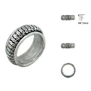  Sterling Silver Knit Band Spin Ring Size 8.5 Jewelry