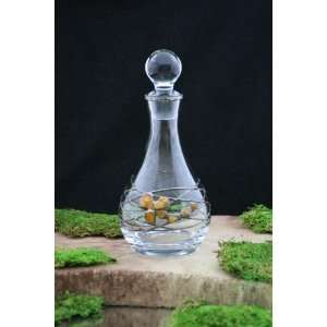 Unique Product Art Crystal Glass Decorative Amber & Tin Decanter 
