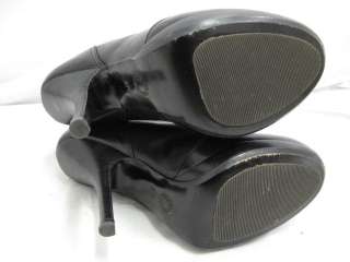 Dries Van Noten Black Leather Brown Elastic Side Mid Calf Heel Boots 