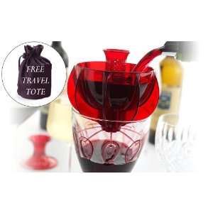  WineWeaver Wine Aerator with FREE Travel Tote [Classic Red 