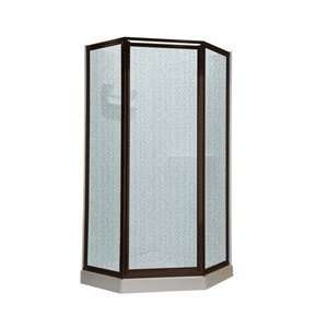   224 Universal Framed Hammered Glass Neo Angle Doors Oil Rubbed Bronze