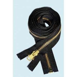 Zipper ~ YKK #10 Extra Heavy Duty ~ Brass Separating ~ Black (1 Zipper 