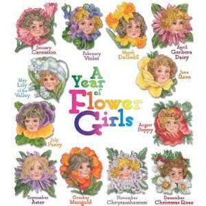  Flower Girls Cross Stitch Embroidery Designs by Vermillion 