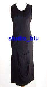 ANN DEMEULEMEESTER Black Silk Seamed Drape Dress 36 4  
