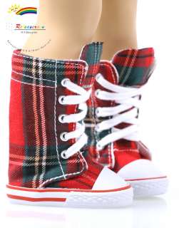 Knee Shoes Sneakers Boots Red Plaid for American Girl  