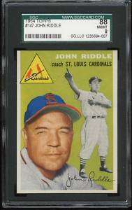 1954 Topps #147 John Riddle *CARDINALS* SGC 88 NM/MT  