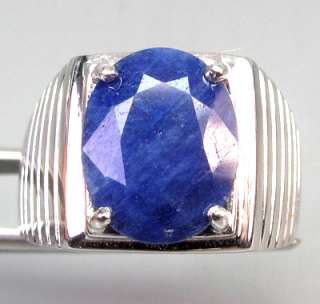 BEST Natural Sapphire 57T07 Deep Blue Color Silver.925 Ring  