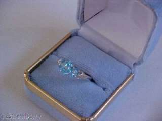 25 CTW BLUE TOPAZ & DIAMOND WHITE 14K GOLD RING SZ 6  