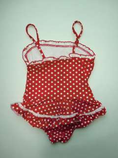 Girl Red Cherry white Polka dots skirted bathers Swimsuit Swimwear 2 