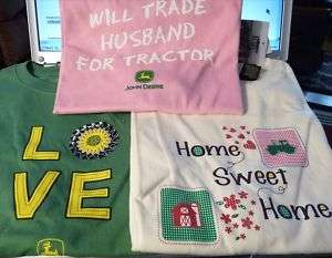New JOHN DEERE Womens T Shirts  Home/Trade/Love  