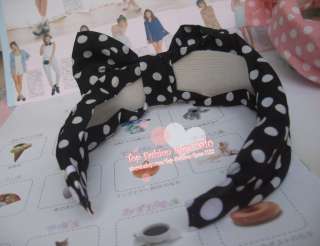 New Stylish Special Edition Large Double Bow Polka Dots Wide Headband 