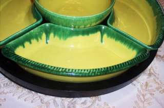   California Pottery Divided Relish Tray & Dip Lazy Susan~  