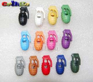20X Grenade cord lock stopper Colored Plastics Mixed color  