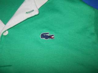   IZOD LACOSTE LONG SLEEVE GREEN BLUE GATOR RUGBY POLO SHIRT 20 YOUTH XL