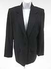 DKNY Black Wool Long Sleeve Lined Front Pockets 1 Button Blazer Jacket 