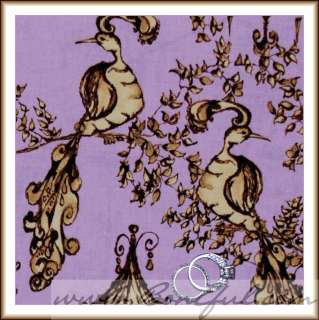 BOOAK Fabric Tina Givens *Purple *Brown Gold Peacock Birdhouse Bird 